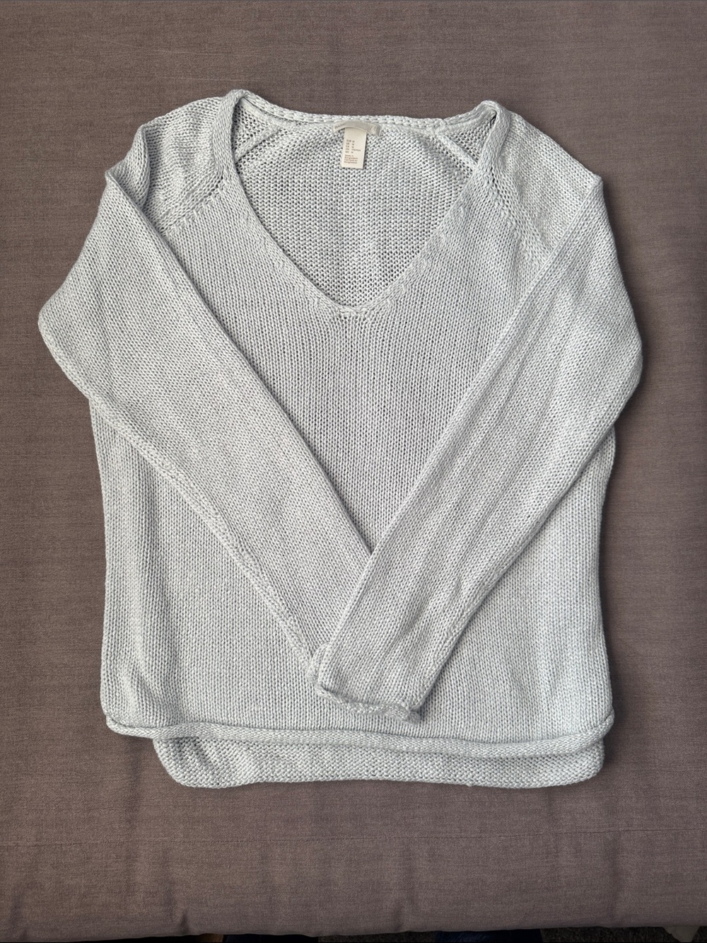 H&M Light Gray V-Neck Knit Sweater